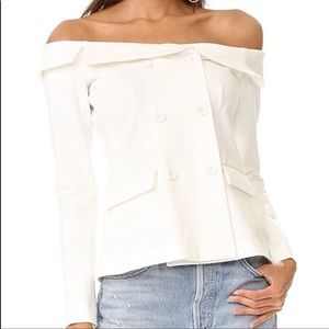 L’agence off shoulder ivory blazer